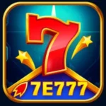 Colorful slot machine icon with a large red number 7, two yellow stars, and the text '7E777' at the bottom.