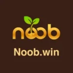 Logo of "Noob.win" featuring the word "noob" in a golden-yellow gradient font with a green sprouting plant growing from the second "o", symbolizing growth or development. The background is dark brown.