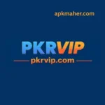 PKR VIP Game logo with website link pkrvip.com displayed on a dark blue background.